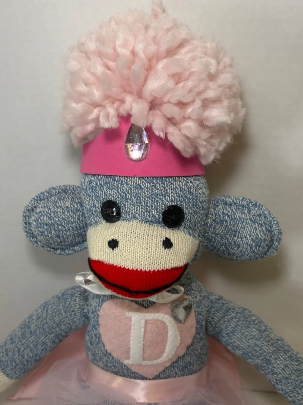 Vintage Handmade Sock Monkey Girl Doll Ballerina/Super Hero Cape Folk Art
